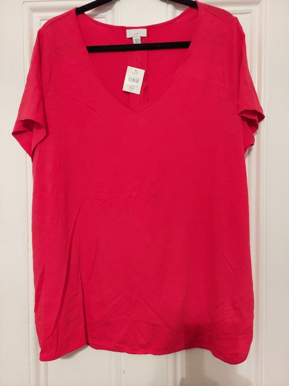 NWT J. Jill Short Sleeve V Neck Tunic Tee in Red size XLP